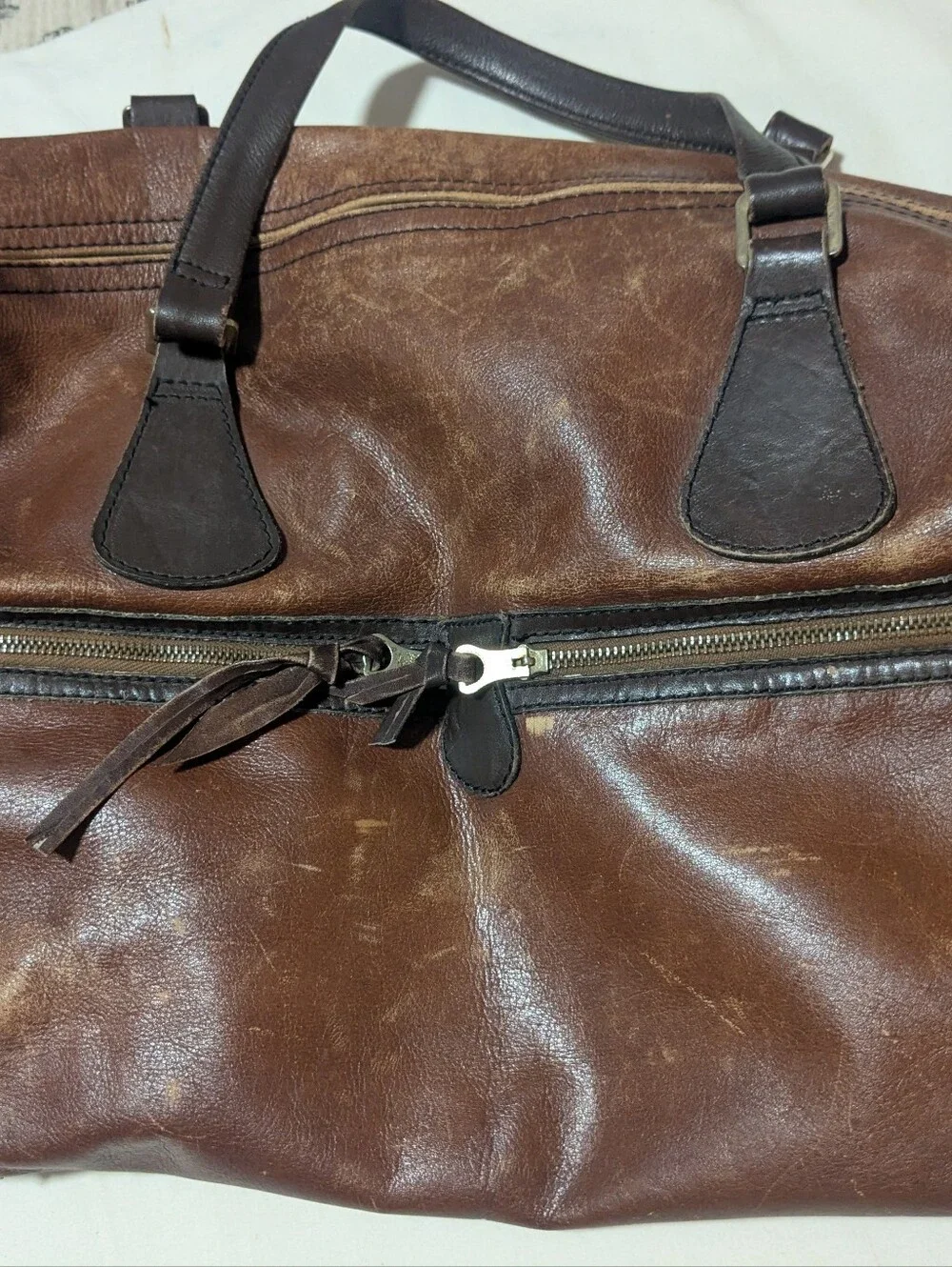 Brown VTG Leather Weekend Bag - Soft, Relaxed